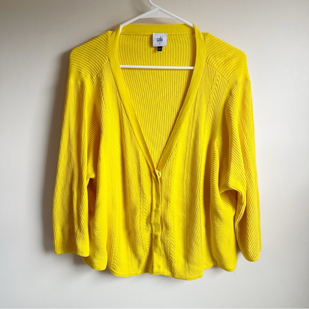 COPY - Cabi 5637 Sunny Yellow Snap Button Ribbed Cable Knit Cardigan Sweater